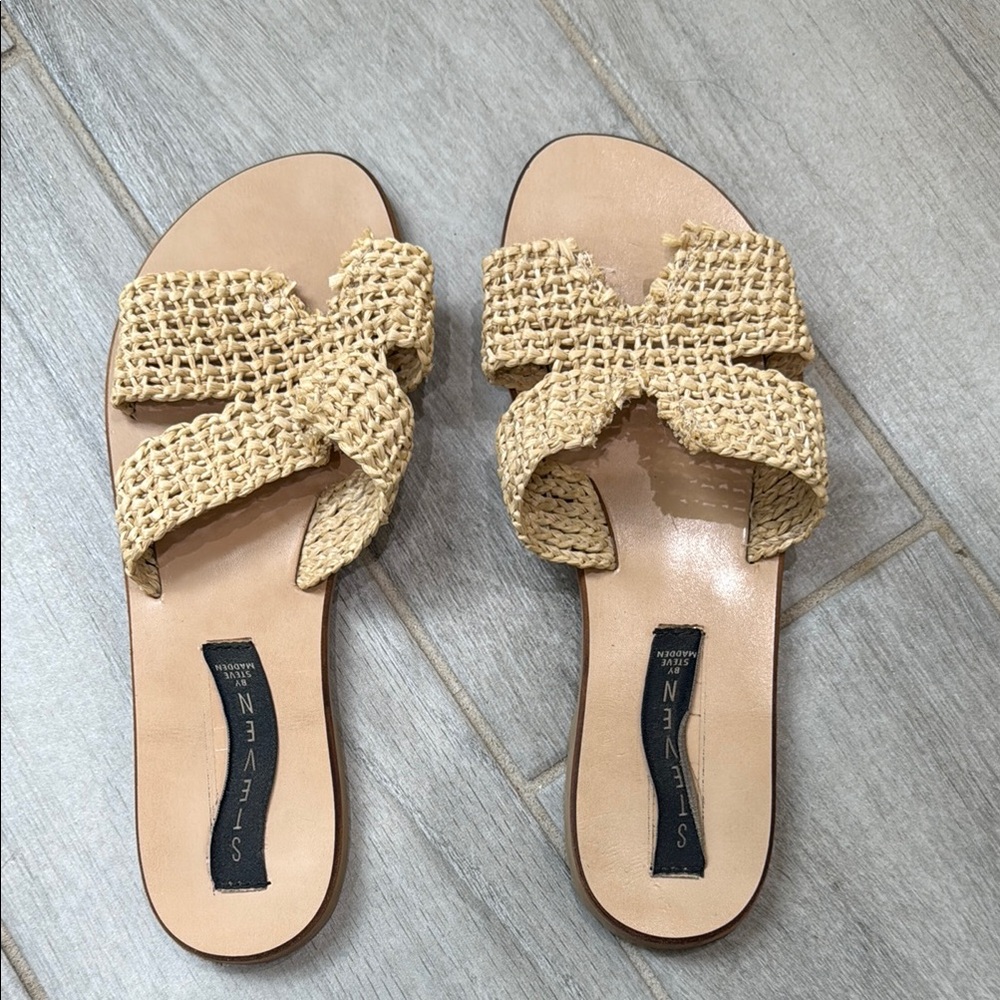 Steven by Steve Madden Tan Braided Sandals Flat Slide size 8